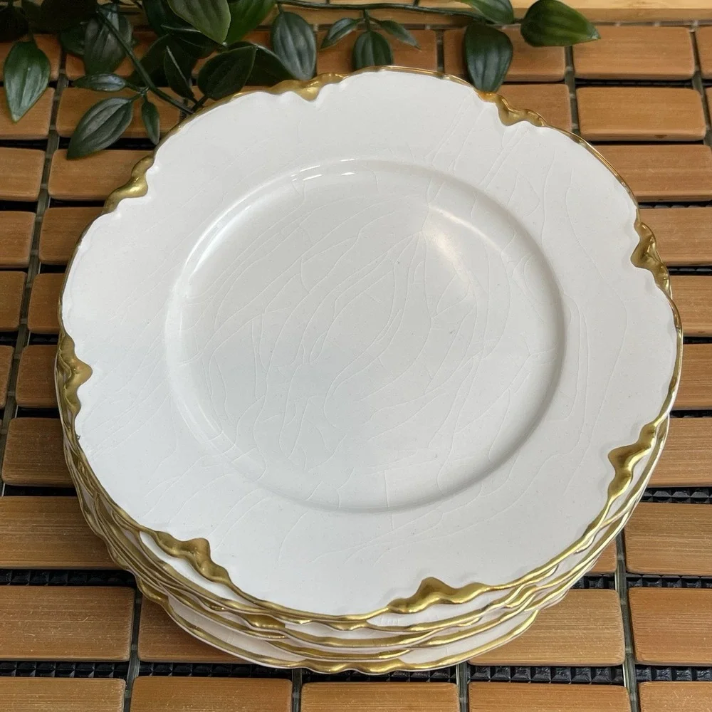 Vintage Johnson Brothers Chantilly Gold Gild Dessert Plate Set of 6 England READ